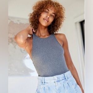 Free People Intimately Charcoal Gray Bodysuit   NWOT